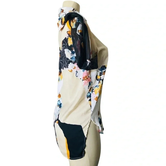 3.1 PHILLIP LIM | Floral Print Collared Button Front Sheer/Silk Blouse - Picture 3 of 7